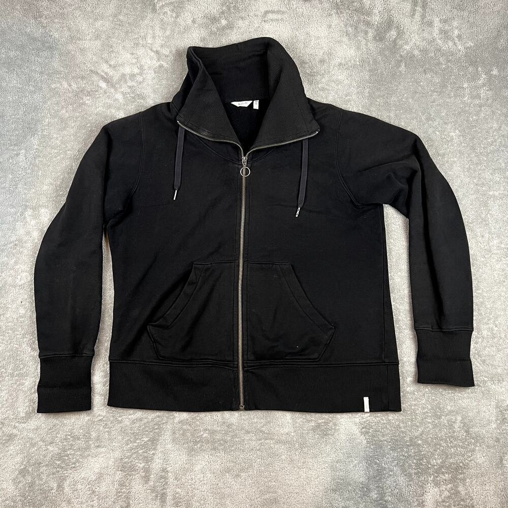 Woolrich Sweatshirt‎ Womens L Full Zip Cotton Black Mock Neck Shacket